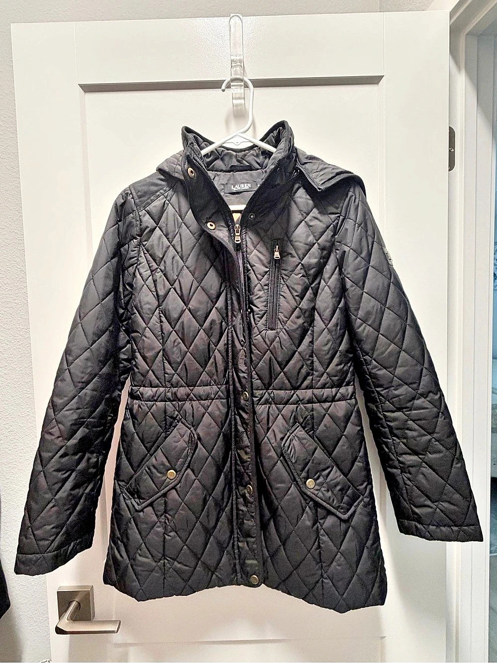 Lauren Ralph Lauren Quilted Jacket Black Women’s Small with Removable Hood